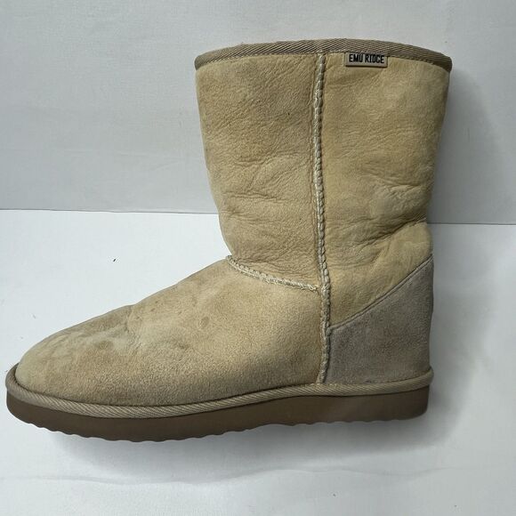 Emu Ridge Australia Suede Wool Lined Pull On Boots Mens Size 11 Women’s 12 - Picture 9 of 13